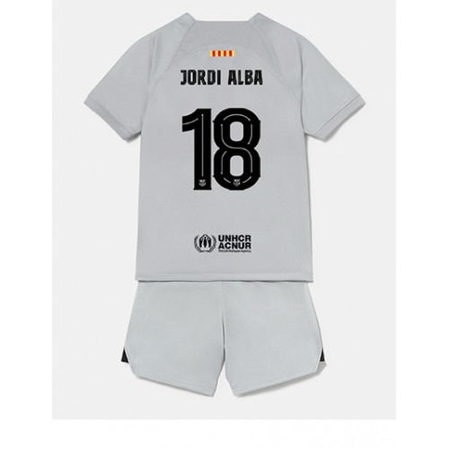 Fotbalové Dres Barcelona Jordi Alba #18 Dětské Alternativní 2022-23 Krátký Rukáv (+ trenýrky)
